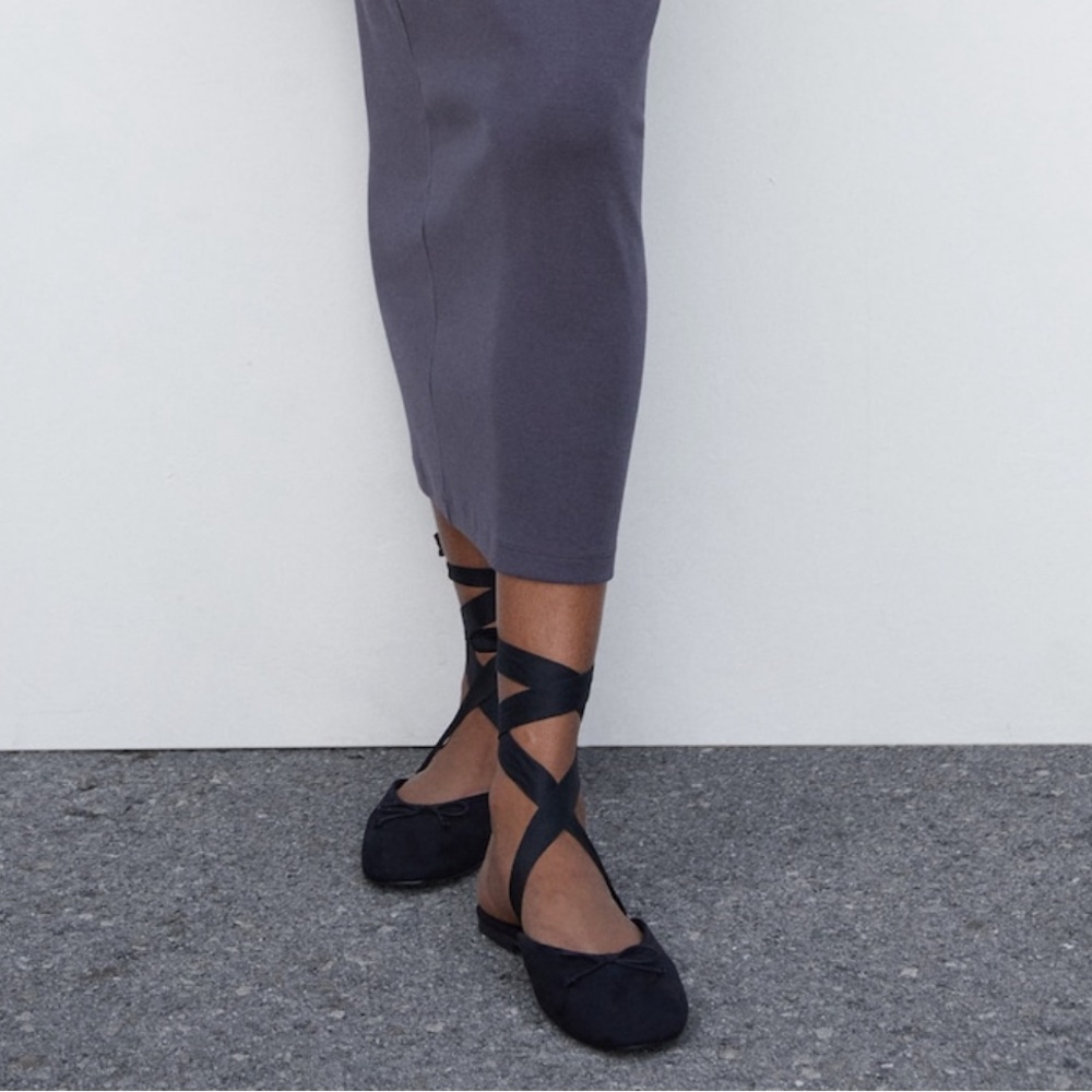 Mango Lace Up Ballerinas